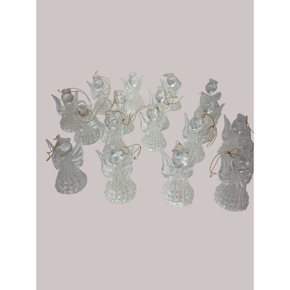 17 Plastic Vintage Clear Blown Glass Style Angel Tree Decor Christmas 2.5” tall - Picture 2 of 5